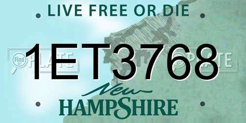 1ET3768 New Hampshire License Plate