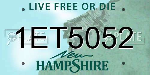 1ET5052 New Hampshire License Plate