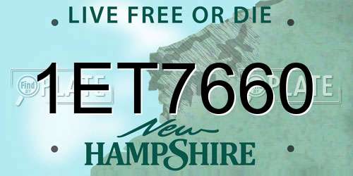 1ET7660 New Hampshire License Plate
