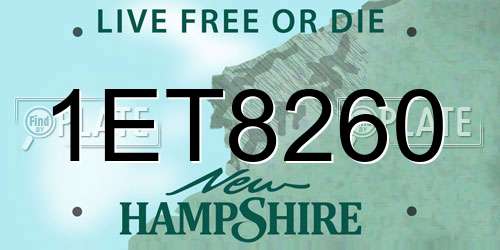 1ET8260 New Hampshire License Plate