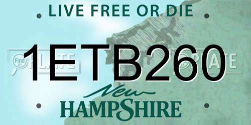 1ETB260 New Hampshire License Plate