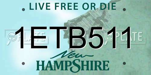 1ETB511 New Hampshire License Plate