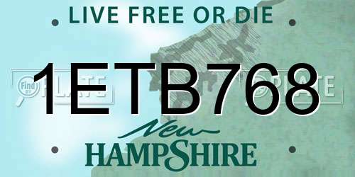 1ETB768 New Hampshire License Plate
