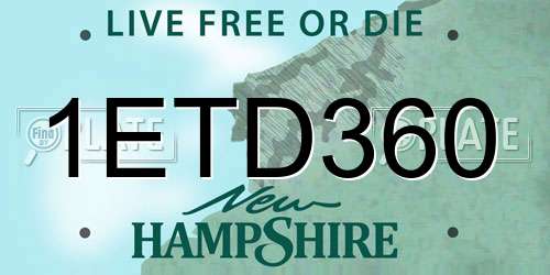 1ETD360 New Hampshire License Plate