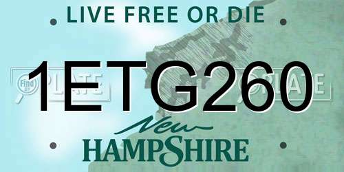 1ETG260 New Hampshire License Plate