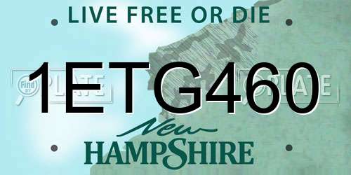 1ETG460 New Hampshire License Plate