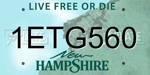 1ETG560 New Hampshire License Plate