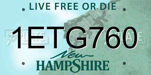 1ETG760 New Hampshire License Plate