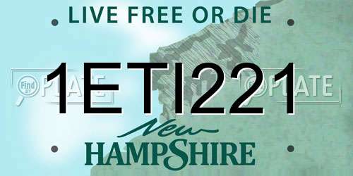 1ETI221 New Hampshire License Plate
