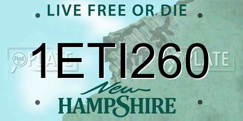1ETI260 New Hampshire License Plate