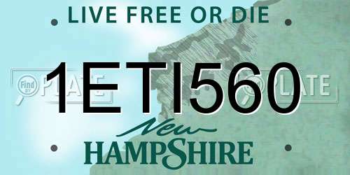 1ETI560 New Hampshire License Plate