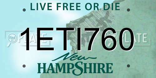 1ETI760 New Hampshire License Plate