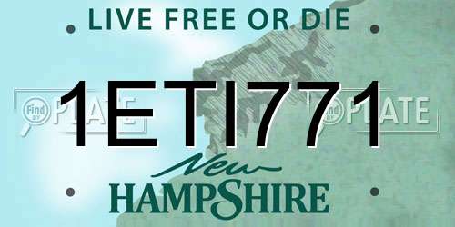 1ETI771 New Hampshire License Plate