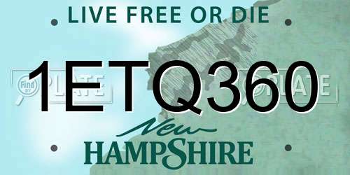 1ETQ360 New Hampshire License Plate