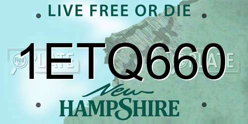 1ETQ660 New Hampshire License Plate
