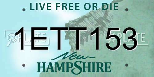 1ETT153 New Hampshire License Plate