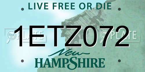 1ETZ072 New Hampshire License Plate