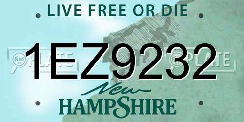 1EZ9232 New Hampshire License Plate