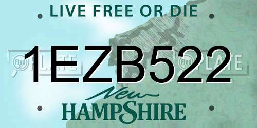 1EZB522 New Hampshire License Plate