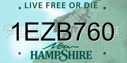 1EZB760 New Hampshire License Plate