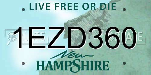1EZD360 New Hampshire License Plate