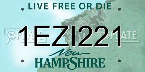 1EZI221 New Hampshire License Plate