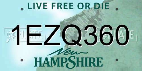 1EZQ360 New Hampshire License Plate