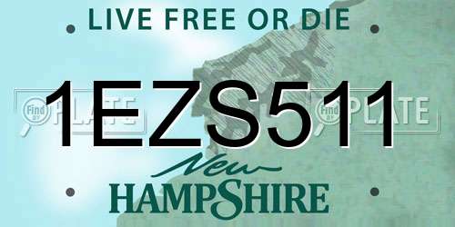 1EZS511 New Hampshire License Plate
