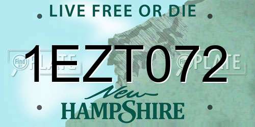 1EZT072 New Hampshire License Plate