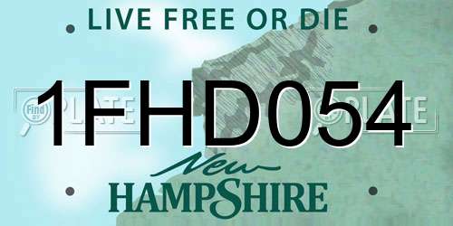 1FHD054 New Hampshire License Plate