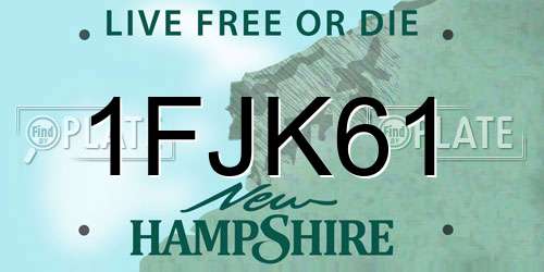 1FJK61 New Hampshire License Plate