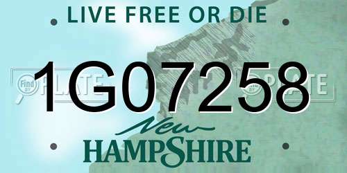 1G07258 New Hampshire License Plate