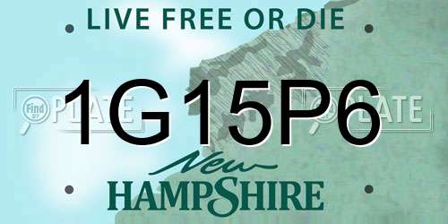 1G15P6 New Hampshire License Plate