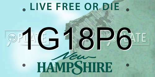 1G18P6 New Hampshire License Plate