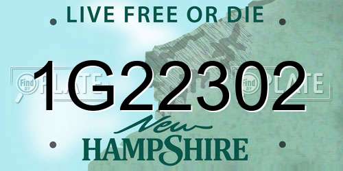 1G22302 New Hampshire License Plate