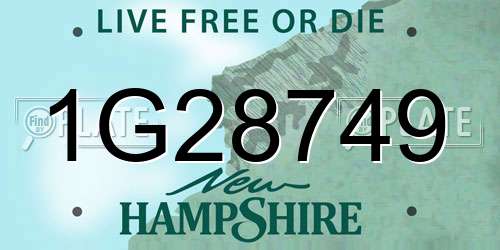 1G28749 New Hampshire License Plate