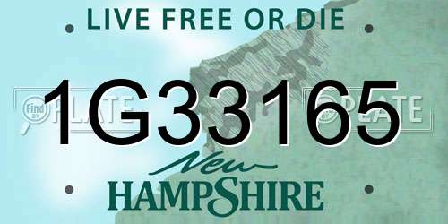 1G33165 New Hampshire License Plate