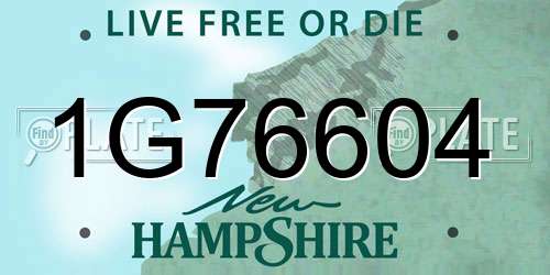 1G76604 New Hampshire License Plate
