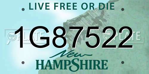 1G87522 New Hampshire License Plate