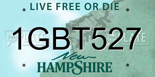 1GBT527 New Hampshire License Plate