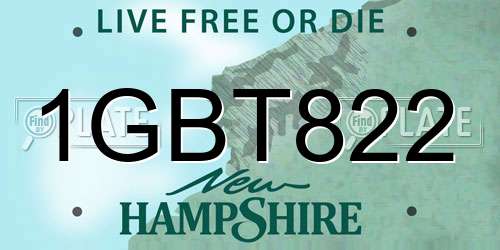 1GBT822 New Hampshire License Plate