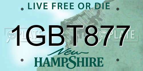 1GBT877 New Hampshire License Plate