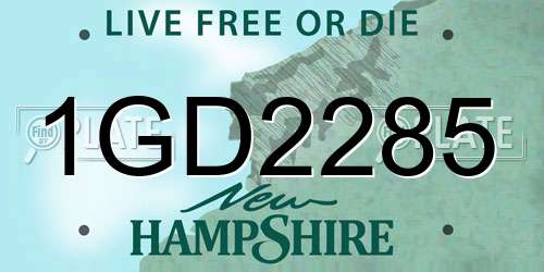 1GD2285 New Hampshire License Plate
