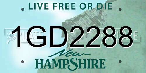 1GD2288 New Hampshire License Plate