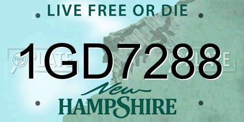 1GD7288 New Hampshire License Plate
