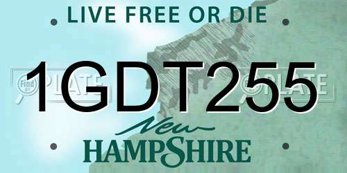 1GDT255 New Hampshire License Plate