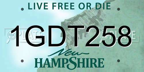 1GDT258 New Hampshire License Plate