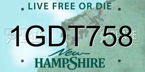 1GDT758 New Hampshire License Plate