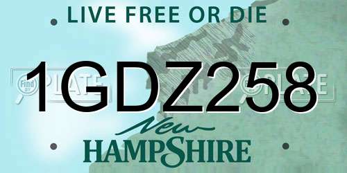 1GDZ258 New Hampshire License Plate