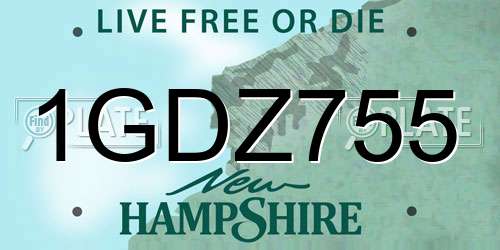 1GDZ755 New Hampshire License Plate
